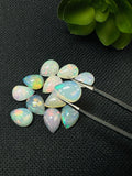 Ethiopian Opal Pear Cabochon 9x11-12 mm Size - Code # D28 - Pack of 2 Pieces AAAA Quality - Opal Cabochon - Ethiopian Opal Cabochon