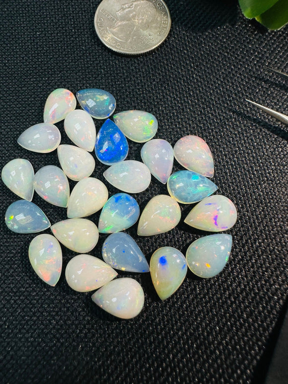 Ethiopian Opal Pear Cabochon 9x13 mm Size - Code # D31 - Pack of 2 Piece AAA Quality - Opal Cabochon - Ethiopian Opal Cabochon