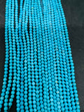 3MM Sleeping Beauty Turquoise Round Beads   -100 % Natural Turquoise -  Length 40 cm - Turquoise Round Blue AAAA Quality