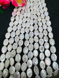 Pearl Oval Shape  9X13MM AAA Quality - Length 40 cm-  Good Quality Natural Freshwater Pearl, white Oval pearl