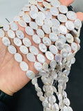 Pearl Oval Shape  9X13MM AAA Quality - Length 40 cm-  Good Quality Natural Freshwater Pearl, white Oval pearl