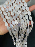 Pearl Oval Shape  9X13MM AAA Quality - Length 40 cm-  Good Quality Natural Freshwater Pearl, white Oval pearl