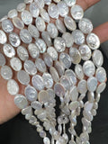 Pearl Oval Shape  9X13MM AAA Quality - Length 40 cm-  Good Quality Natural Freshwater Pearl, white Oval pearl