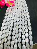 Pearl Oval Shape 9X13MM AAA Quality - Length 40 cm- Good Quality Natural Freshwater Pearl, white Oval pearl