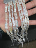 Pearl Biwa stick Shape AAA Quality - Length 40 cm- Size 7X20 mm, Good Quality Natural Freshwater Pearl, white Biwa pearl