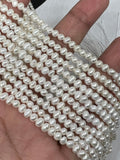 Pearl roundel 3.5MM AAA Quality - Length 38cm- Good Quality Natural Freshwater Pearl, white roundel pearl
