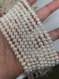 Pearl roundel 5-5.5MM AAA Quality - Length 38cm- Good Quality Natural Freshwater Pearl, white roundel pearl