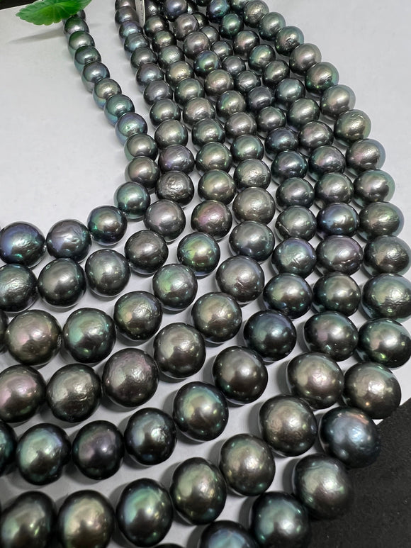 Peacock color Pearl Round shape size 11-14MM  AAA Quality - Length 16 Inch-  Good Quality Irradiated  Freshwater pearl Semi Round shape