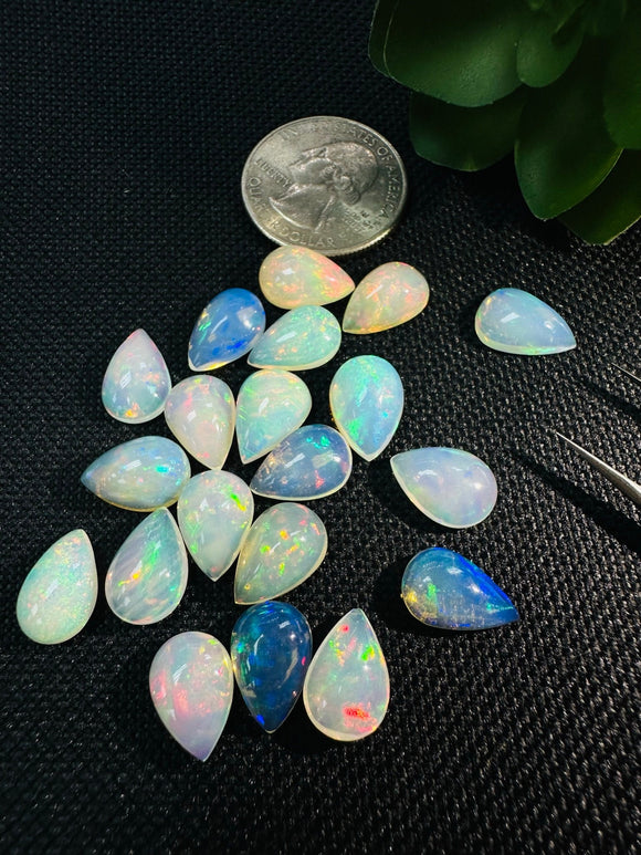 Ethiopian Opal Pear Cabochon 9X15 mm Size - Code # D34B - Pack of 1 Pieces AAAA Quality - Opal Cabochon - Ethiopian Opal Cabochon