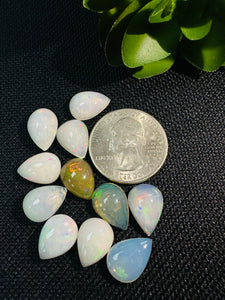 Ethiopian Opal Pear Cabochon 10X14 mm Size - Code # D38 - Pack of 1 Piece AAA Quality - Opal Cabochon - Ethiopian Opal Cabochon