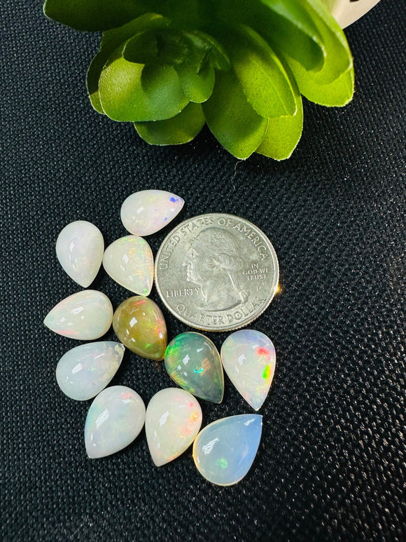 Ethiopian Opal Pear Cabochon 10X15 mm Size - Code # D40 - Pack of 1 Piece AAA Quality - Opal Cabochon - Ethiopian Opal Cabochon