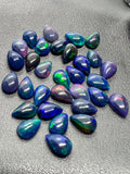 Black Opal 7X10MM Cabochon • Pack of 2 Pcs • AAAA Quality • Natural Opal color Treated Color • Ethiopian Opal pear Cabs