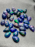 Black Opal 6X9MM Cabochon • Pack of 5 Pcs • AAAA Quality • Natural Opal color Treated Color • Ethiopian Opal pear Cabs