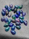 Black Opal 6X9MM Cabochon • Pack of 5 Pcs • AAAA Quality • Natural Opal color Treated Color • Ethiopian Opal pear Cabs