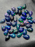 Black Opal 6X9MM Cabochon • Pack of 5 Pcs • AAAA Quality • Natural Opal color Treated Color • Ethiopian Opal pear Cabs