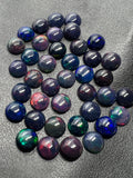 Black Opal Cabochon 8mm Size • Pack of 2 Pcs • - AAA Quality • Natural Opal Treated Color • Ethiopian Opal Cabs