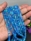 Ethiopian Opal Blue 5-5.5MM coating faceted Roundel Beads, 16 Inch Strand, Ethiopian opal Roundel, Dyed Ethiopian Opal, Heat treated