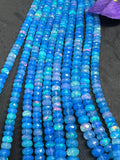 Ethiopian Opal Blue 5-5.5MM coating faceted Roundel Beads, 16 Inch Strand, Ethiopian opal Roundel, Dyed Ethiopian Opal, Heat treated