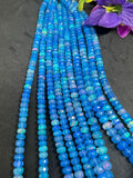 Ethiopian Opal Blue 5-5.5MM coating faceted Roundel Beads, 16 Inch Strand, Ethiopian opal Roundel, Dyed Ethiopian Opal, Heat treated