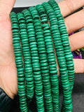 8MM Malachite Roundel Beads , Length of strand 16 Inch - Top Quality , Natural Malachite Beads- Malachite roundel shape