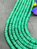 8MM Malachite Roundel Beads , Length of strand 16 Inch - Top Quality , Natural Malachite  Beads- Malachite roundel shape