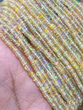 3MM Ethiopian Opal Smooth Roundel Beads 16 Inch Strand, AAA Quality opal beads. code #4, Yellow Natural Ethiopian Opal beads.