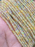 3MM Ethiopian Opal Smooth Roundel Beads  16 Inch Strand, AAA Quality opal beads. code #4, Yellow Natural Ethiopian Opal beads.