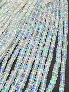 3.5MM Ethiopian Opal Smooth Roundel Beads  16 Inch Strand, AAA Quality opal beads. code #1, Natural Ethiopian Opal beads.