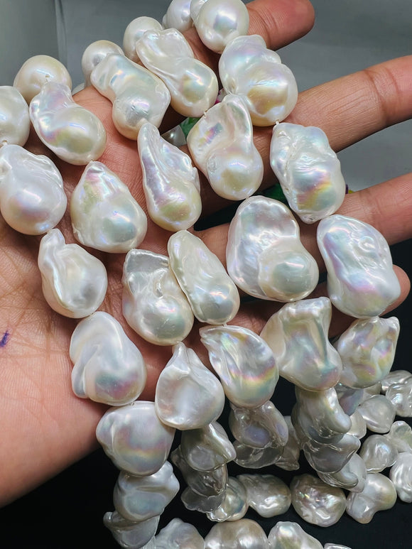 Pearl Baroque Beads- AAA Quality - Length 16 inch- length 23-27mm , Good luster - Natural Freshwater Pearl Baroque