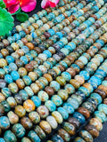Azurite Roundel 8MM, natural Azurite beads, length 15.5”, roundel beads