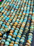 Azurite Roundel 8MM, natural Azurite beads, length 15.5”, roundel beads