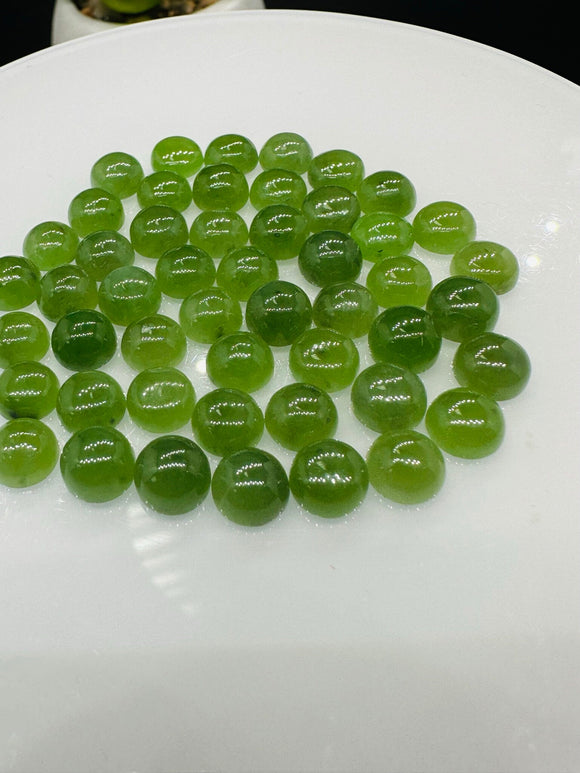 Jade Round Cabs - 6 mm Size - Pack of 5 Pcs - AAA Quality - Natural Russian Jade Cabochons - Origin Russia