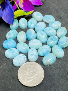 Larimar Cabochon • 10x14 mm Size • Pack of 2 Pcs • Natural Larimar Oval Cabochon • Larimar Cabs • Origin Dominican Republic