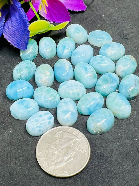 Larimar Cabochon • 10x14 mm Size • Pack of 2 Pcs • Natural Larimar Oval Cabochon • Larimar Cabs • Origin Dominican Republic