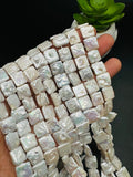 Pearl Square Beads 10- 11 mm Size AAA Quality - Natural Freshwater Pearl Beads - Length 40 cm