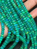 Ethiopian Opal green 5-5.5MM coating faceted Roundel Beads, 16 Inch Strand, AAA Quality,- Ethiopian opal Roundel, Dyed Ethiopian Opal .