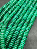 10MM Malachite Roundel Beads , Length of strand 40 cm - Top Quality , Natural Malachite  Beads- Malachite roundel shape