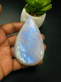 Moonstone Cabochon Code E33 - 84x52mm - 66.6gm Weight- AAA Quality - Blue Flash Natural Rainbow Moonstone Cabs - Origin India