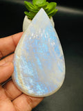 Moonstone Cabochon Code E33 - 84x52mm - 66.6gm Weight- AAA Quality - Blue Flash Natural Rainbow Moonstone Cabs - Origin India