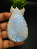 Moonstone Cabochon Code E33 - 84x52mm - 66.6gm Weight- AAA Quality - Blue Flash Natural Rainbow Moonstone Cabs - Origin India