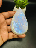 Moonstone Cabochon Code E33 - 84x52mm - 66.6gm Weight- AAA Quality - Blue Flash Natural Rainbow Moonstone Cabs - Origin India