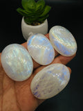 Moonstone Cabochon Code E63- E66  - AAA Quality - Blue Flash Natural Rainbow Moonstone Cabochon - Origin India