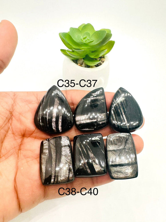 Hypersthene Cabochon Code C35- C40   - AAA Quality - Natural Hypersthene Cabochon - DIY Jewelry - Flat Back Cabochons