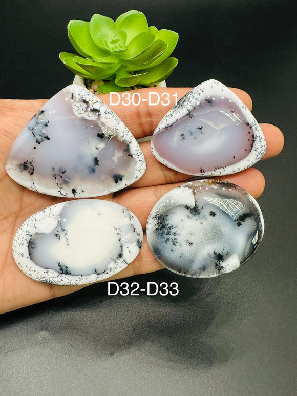 Dendritic Opal Cabochon • Code D30- D33  • AAA Quality • Natural Dendritic Opal Cabs • Dendritic Opal Pendant • Origin Turkey