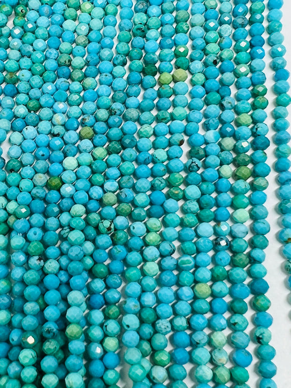 Turquoise 3X2MM Faceted Roundel shape, genuine Turquoise beads, Length 16