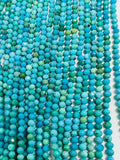 Turquoise 3X2MM Faceted Roundel shape, genuine Turquoise beads, Length 16" , Natural Turquoise