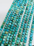 Turquoise 4MM Faceted box shape, genuine Turquoise beads, Length 16" , Natural Turquoise