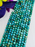 Turquoise 4MM Faceted box shape, genuine Turquoise beads, Length 16" , Natural Turquoise