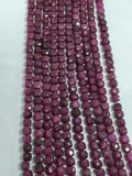 Natural Ruby 4mm Faceted Box Beads - Natural Gemstone Beads- 15 inch length