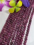 Natural Ruby 4mm Faceted Box Beads - Natural Gemstone Beads- 15 inch length